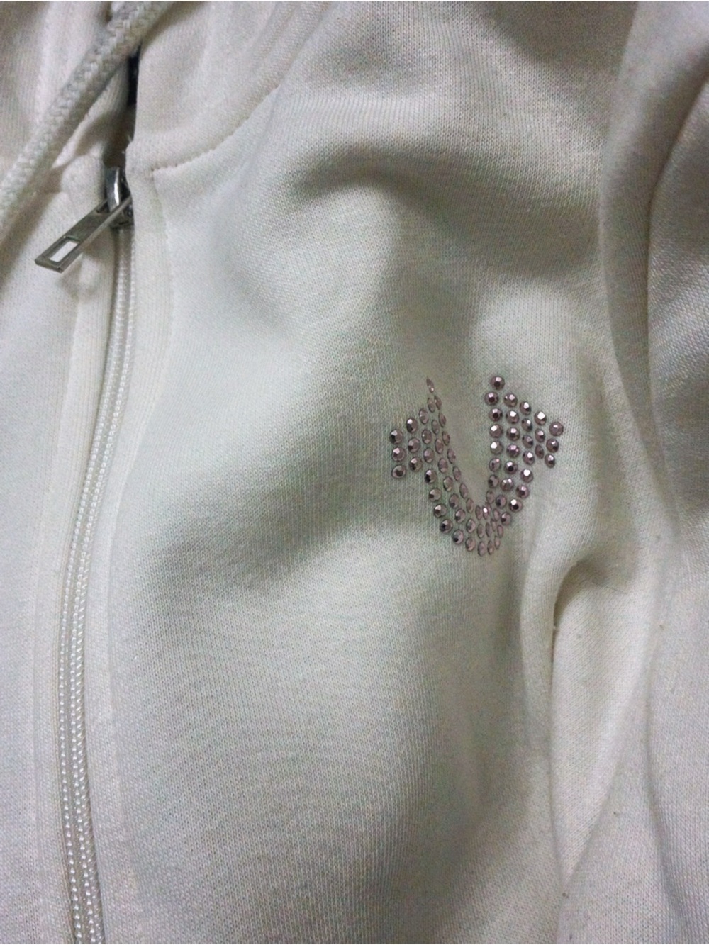 True Religion Cream Sweatshirt with Pink Buddha Guitar Graphic - Picture 2 of 4